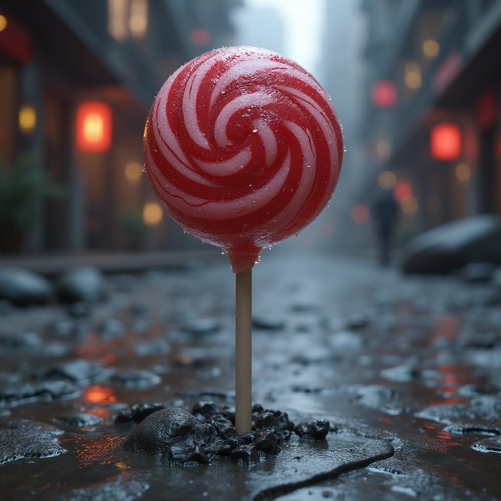 Polished Metal Lollipop with Sci-Fi Mechanical Details