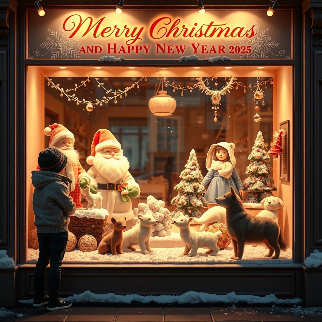 Whimsical Winter Wonderland Toy Store Scene in Super Detaile...