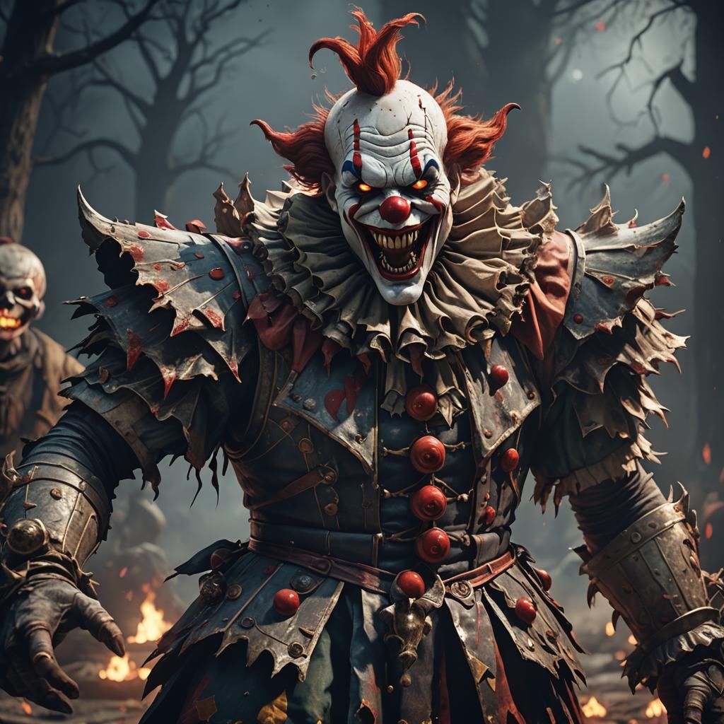 Scary Clown Demon in 3D Game Cinematic Style