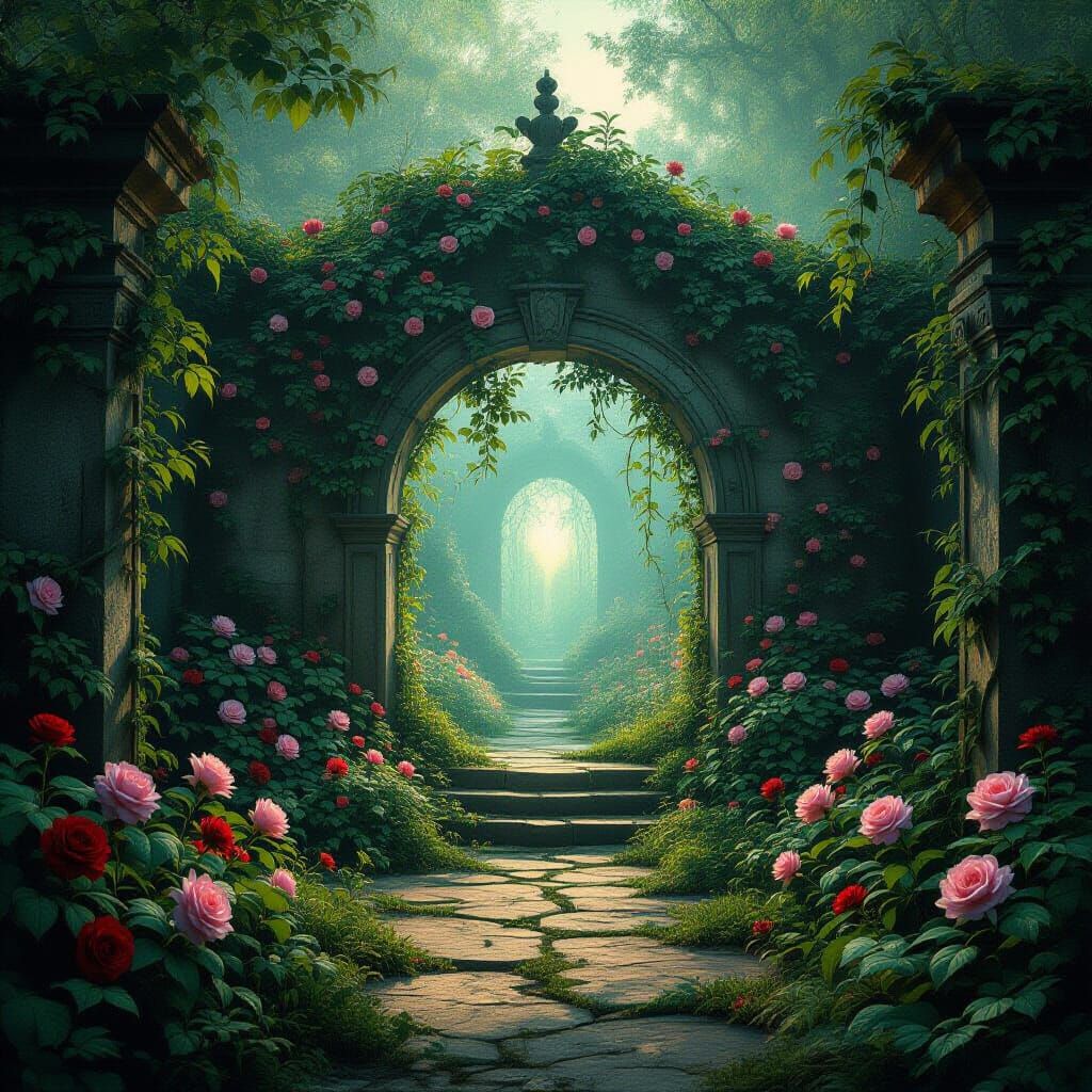 Ethereal Garden Portal: Ancient Overgrown Sanctuary