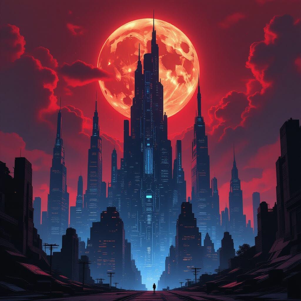 Biomechanical Cityscape in Surrealist Style