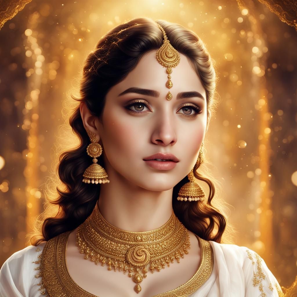 Celestial Nymph Tamanna Bhatia: Hyperrealistic Splash Art