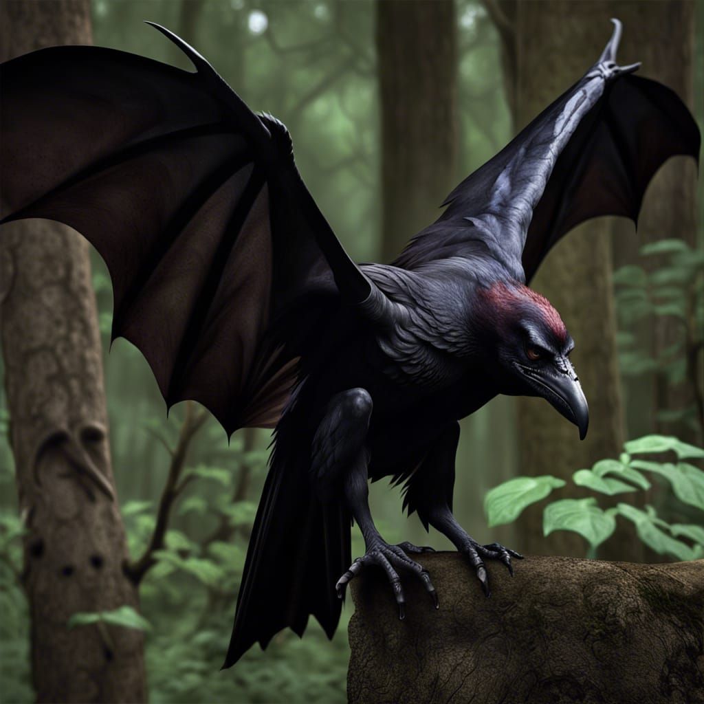 Eerie Supernatural Scene with Monsters and Bats