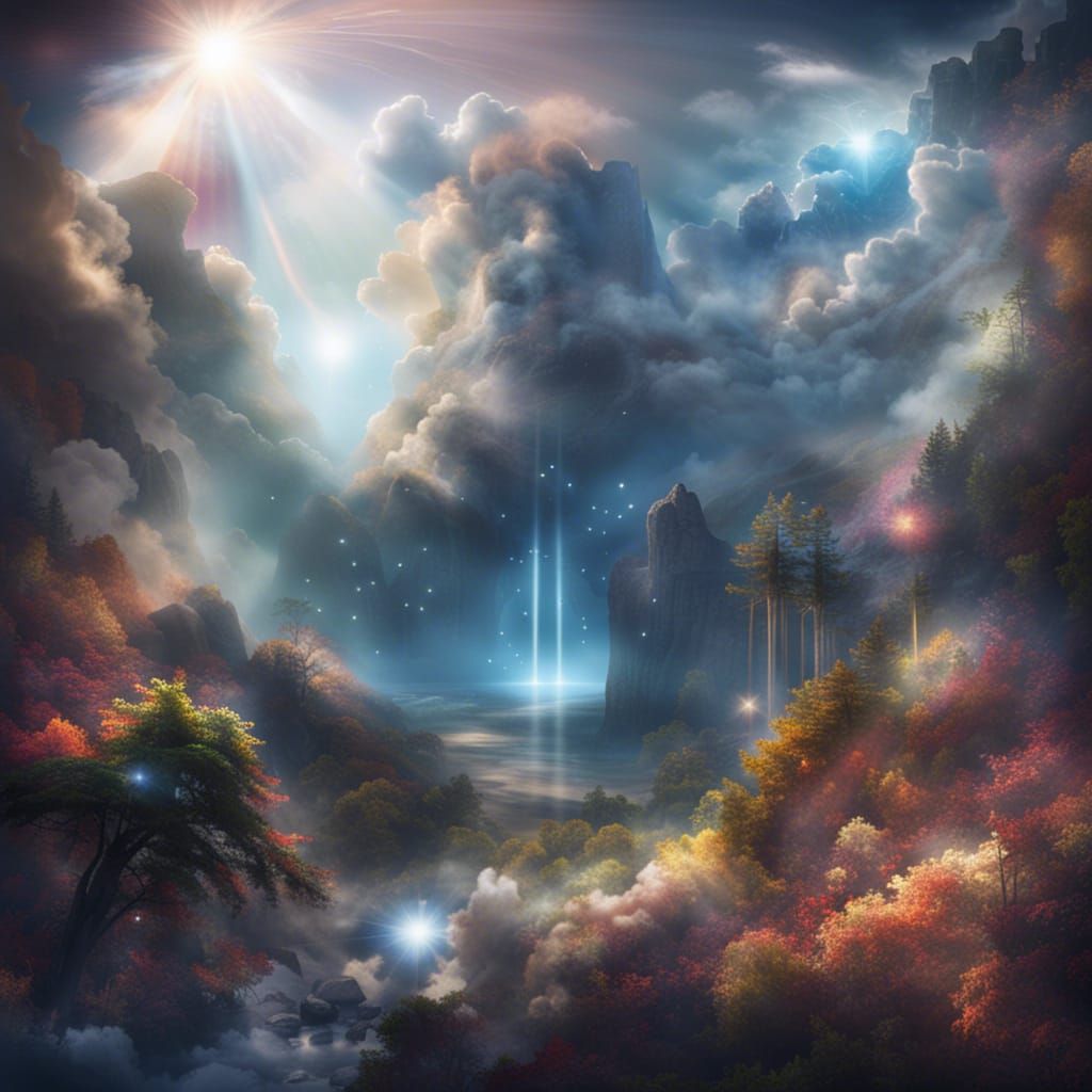 Distant Galaxy in Lost World with Divine Sunshine