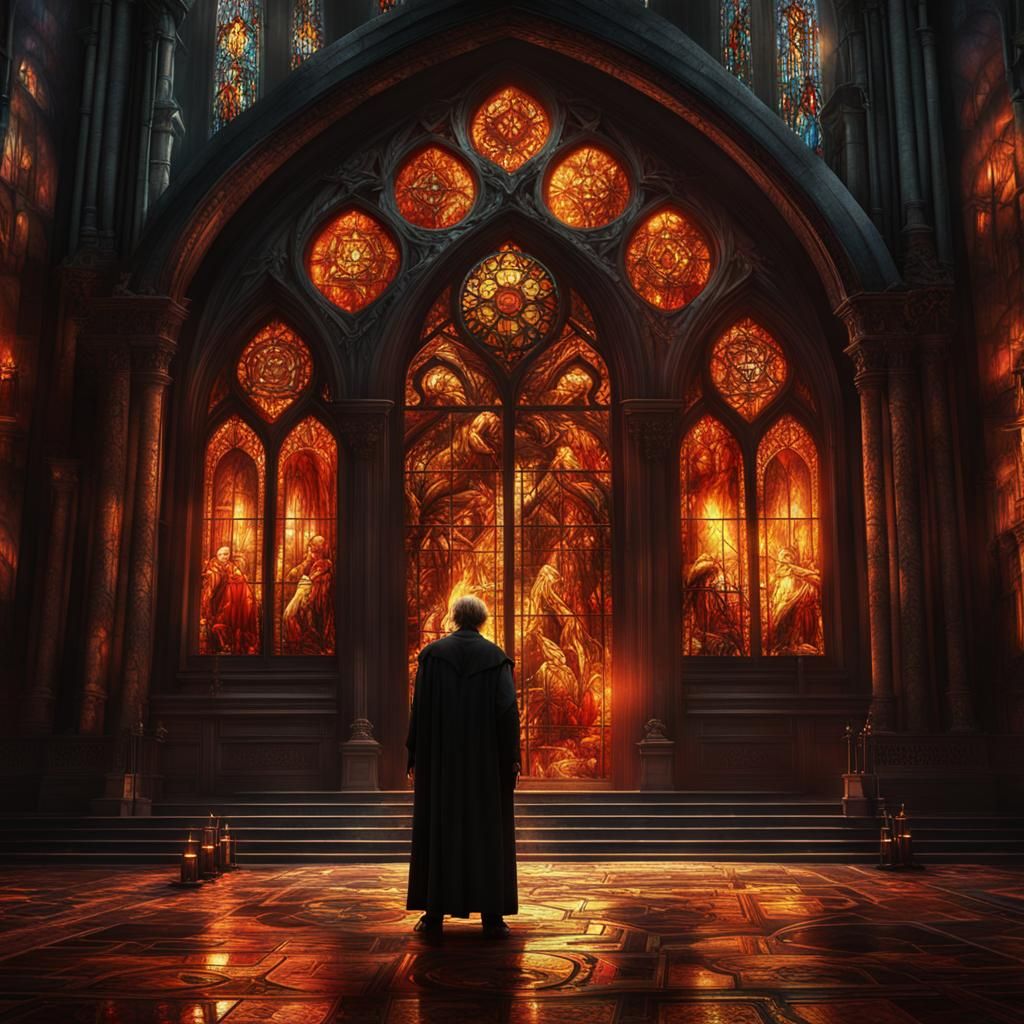 Lord of Darkness Stained Glass Doorway: Digital Matte Painti...