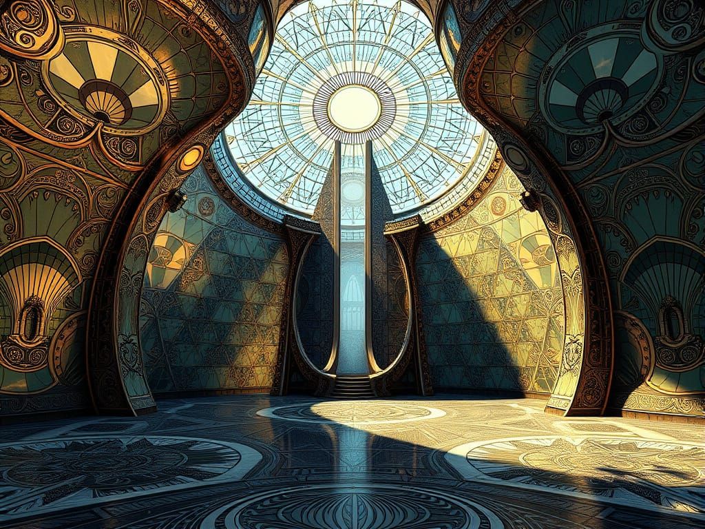 Surreal Utopian Architecture in Art Nouveau Style