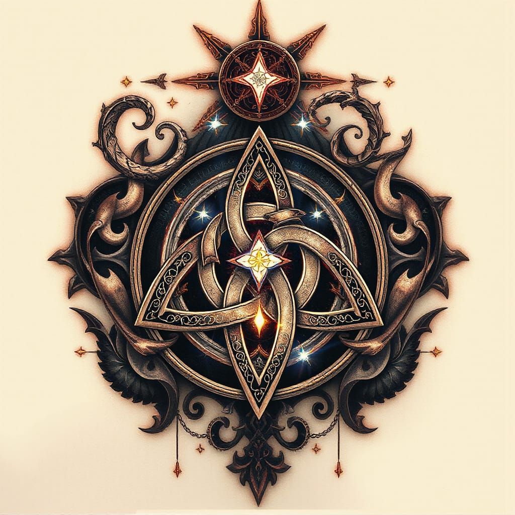 Celtic Triquetra Knot with Enchanted Runes Tattoo