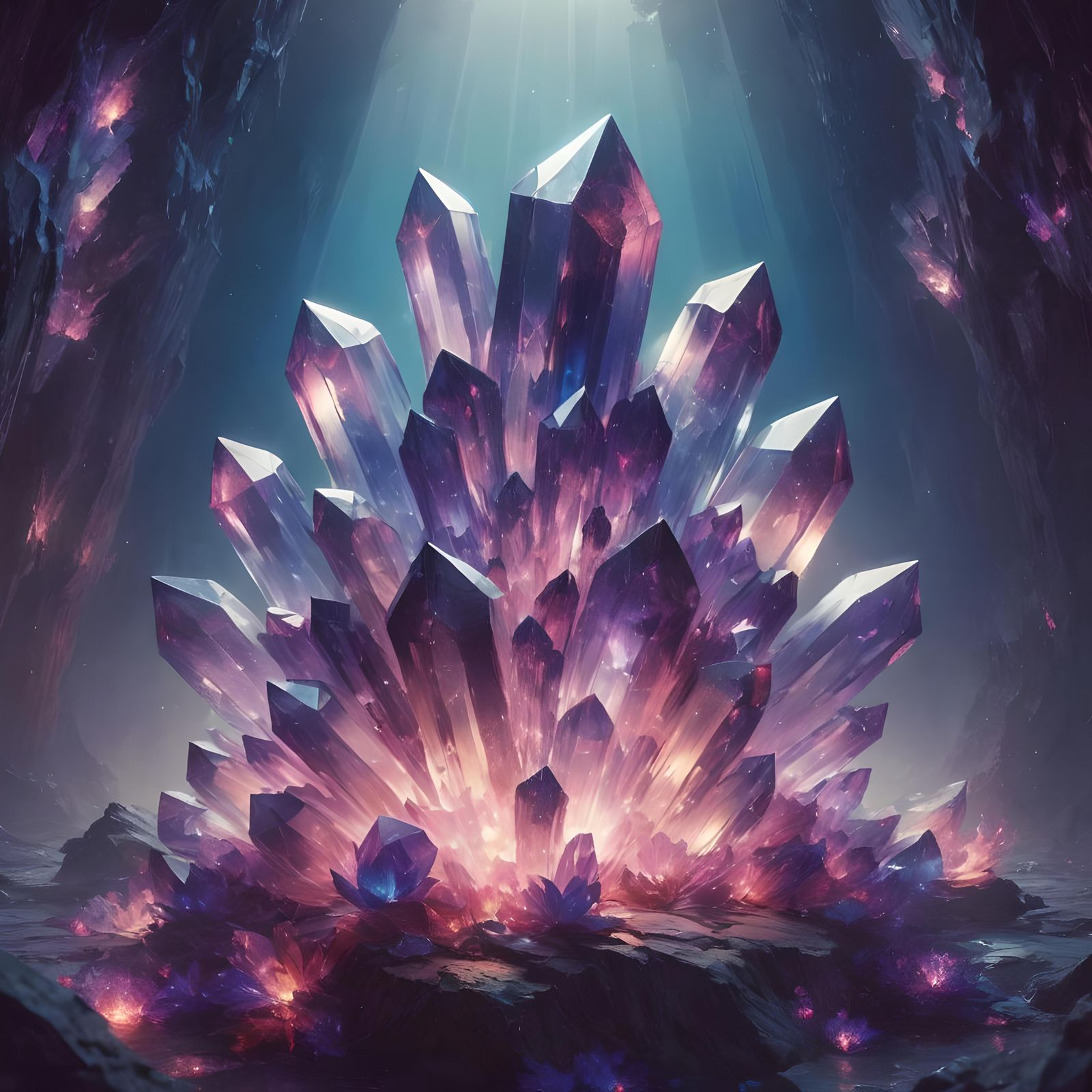 Purple Quartz Crystal Cluster Formation