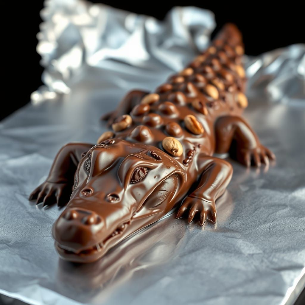 Surreal Chocolate Crocodile Melted in HDR