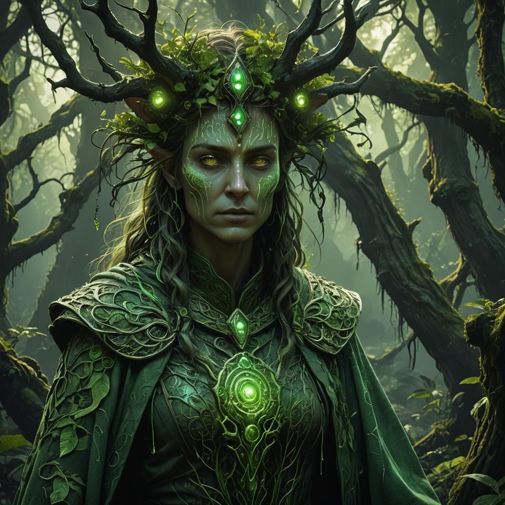 Druid in Glowing Robes, Double Exposure