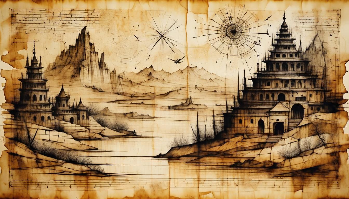 Ancient Papyrus Art with Watercolor Background