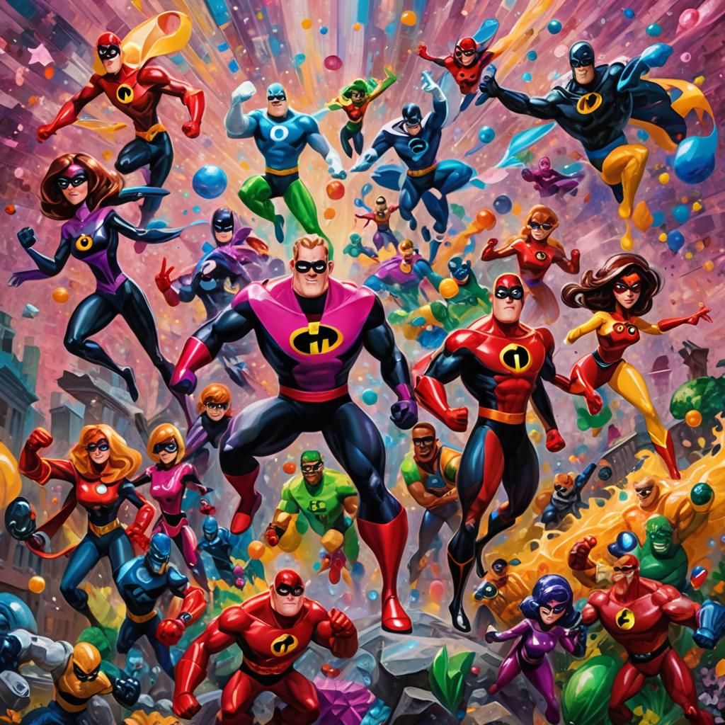 All the Supers.    ............    Mr Incredible, Elastigirl...