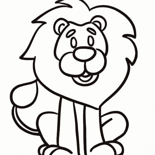 Simple Cartoon Lion Outline Drawing