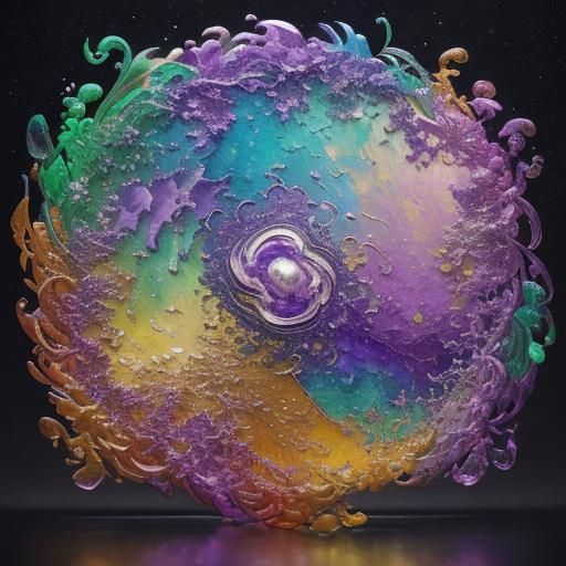 Rainbow Light on Golden Scroll, Expressionist Impasto