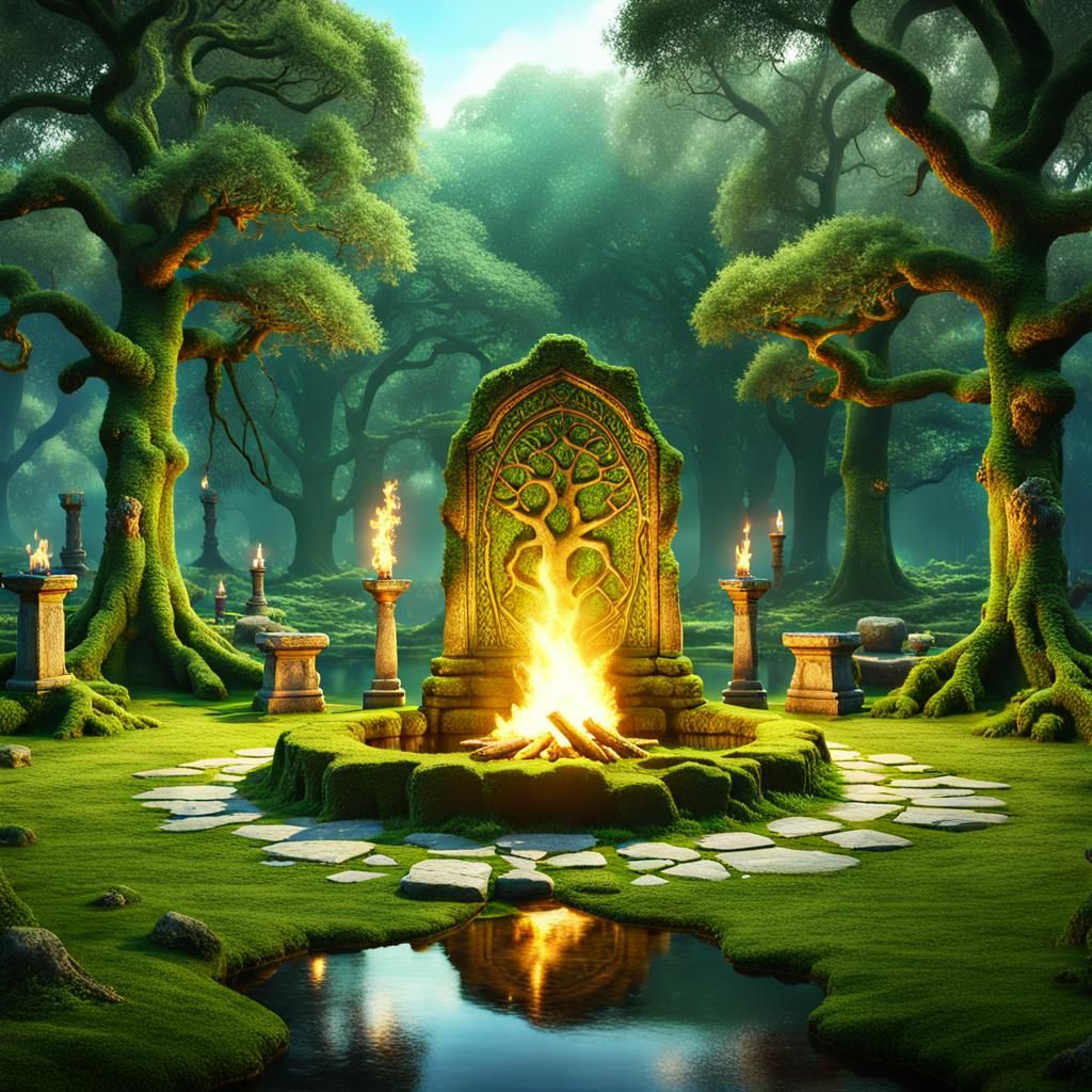 Moss Covered Druid Altar in Oak Glade