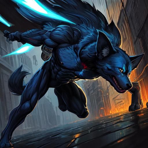 Dog in Alleyway: Comic Book Style Digital Art