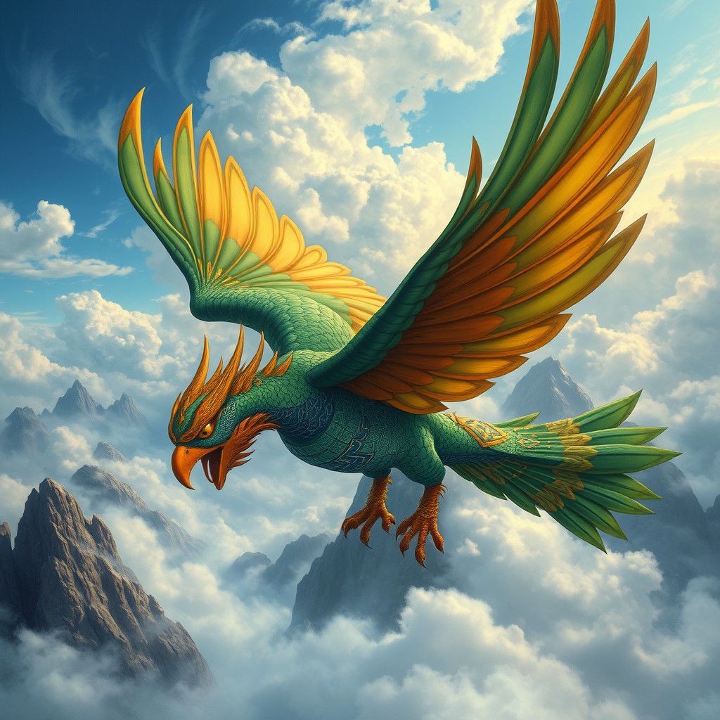 Majestic Krahang Soaring Through Misty Mountains