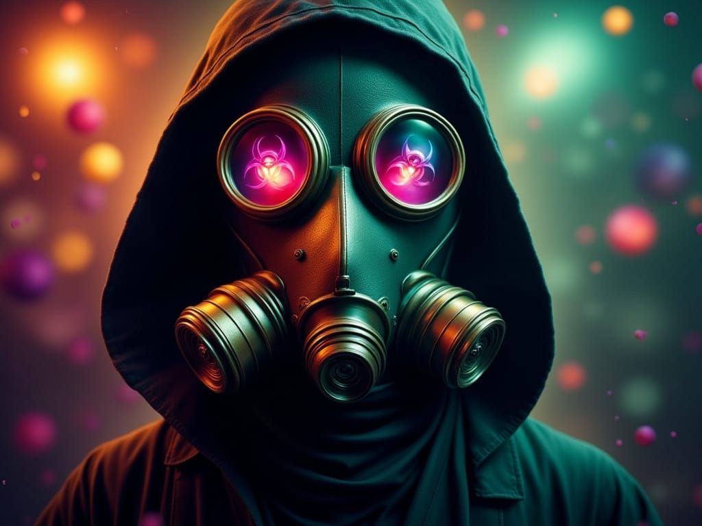 Plague Doctor Gas Mask with Biohazard Symbol