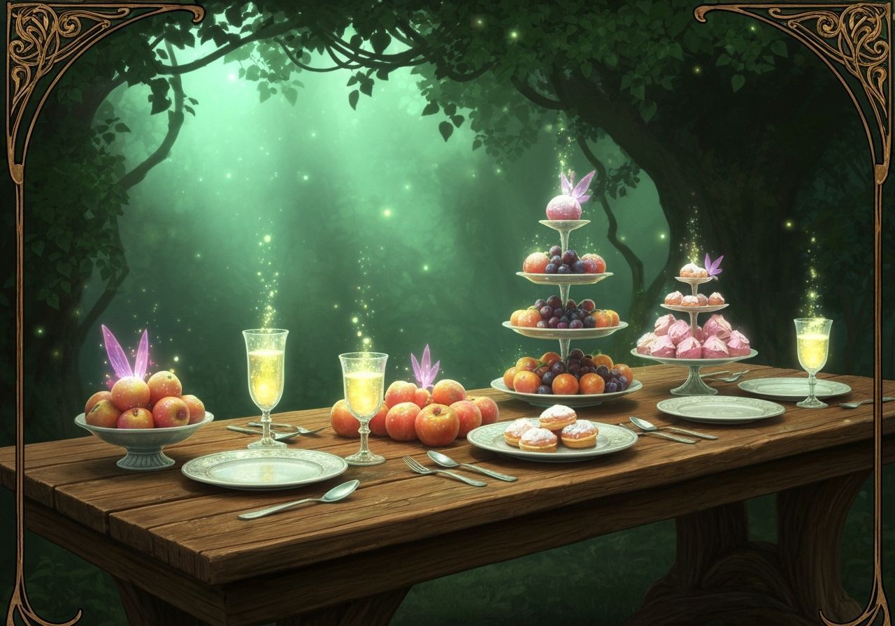 Mystical Elven Feast With Luminous Nectar