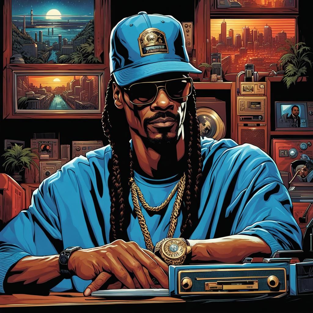 Snoop Dogg Portrait in Comic Book Art Style