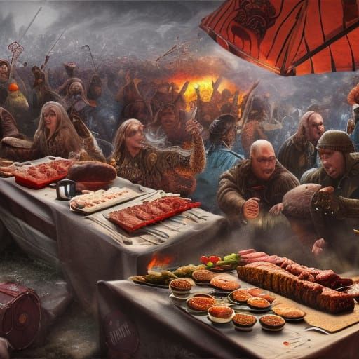 Viking Feast: A Matte Painting of Food and Merriment