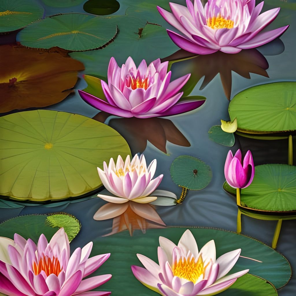 Persian Water Lily Garden as Digital Art