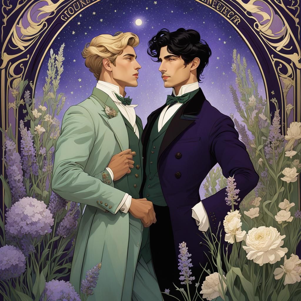 Gay Couple in Art Nouveau Victorian Style