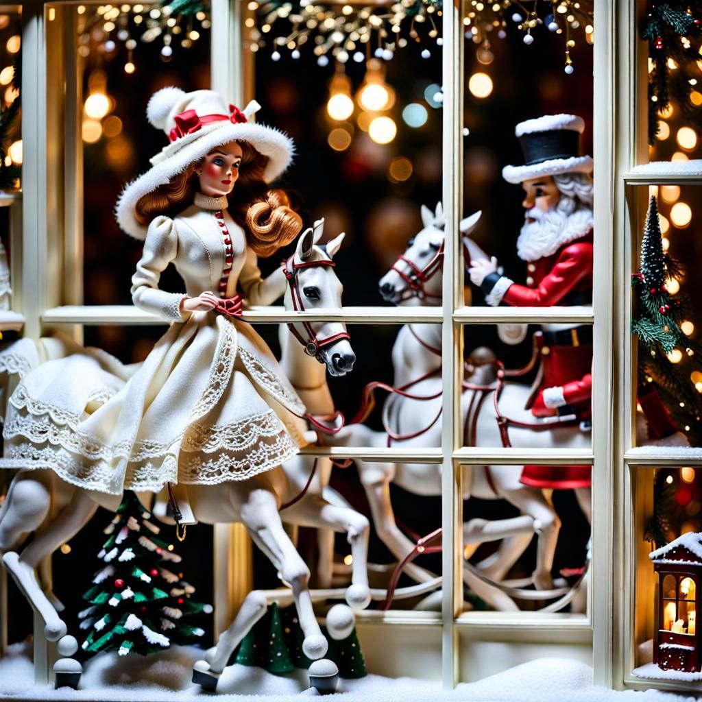 Victorian Toy Shop Window Display in Winter