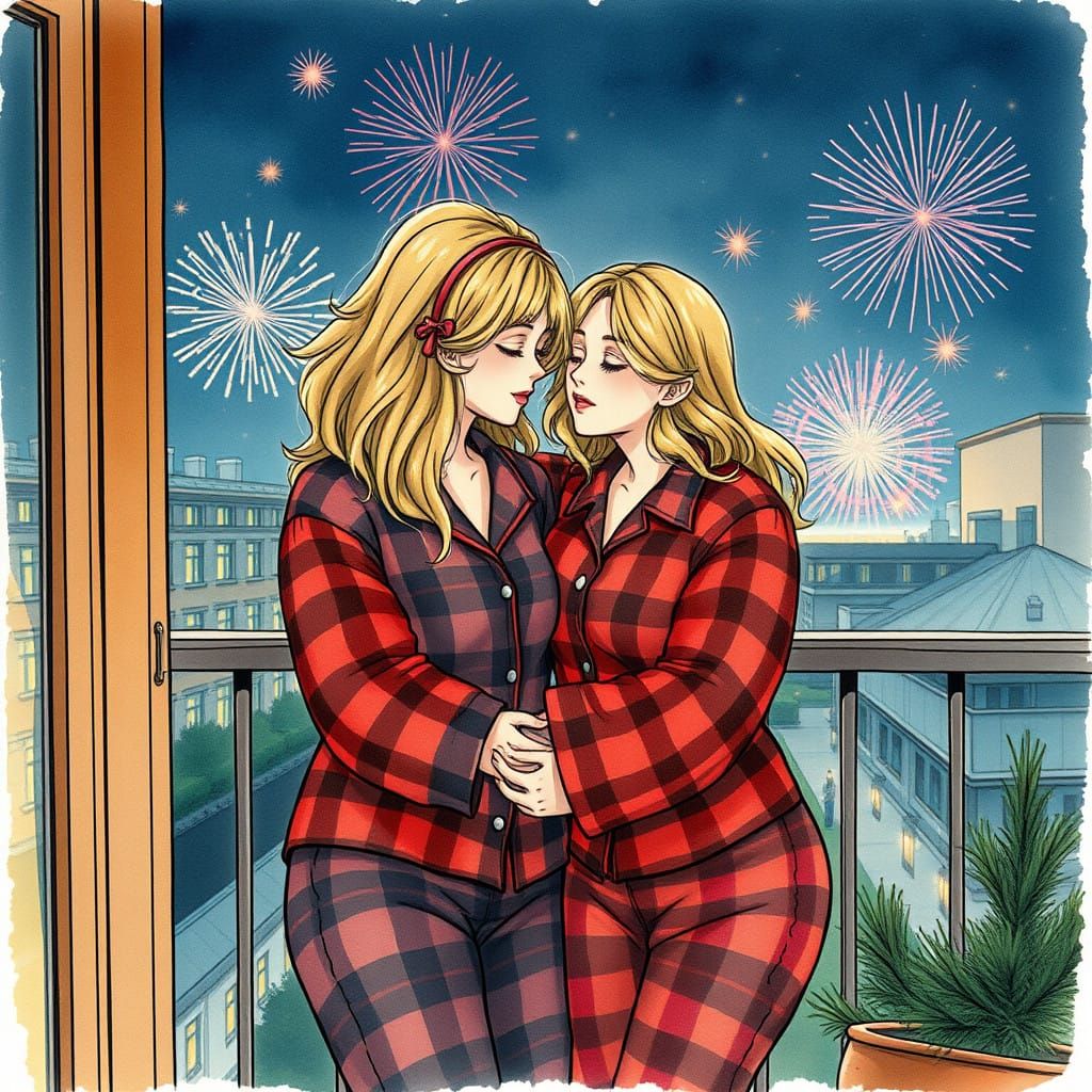 Sweet New Year's Snuggle in Flannel Style