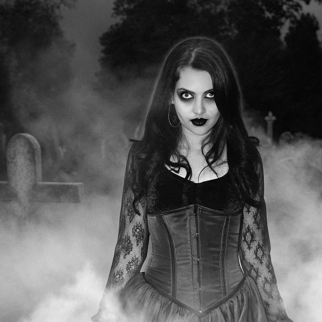 Ethereal Vampire in Victorian Attire