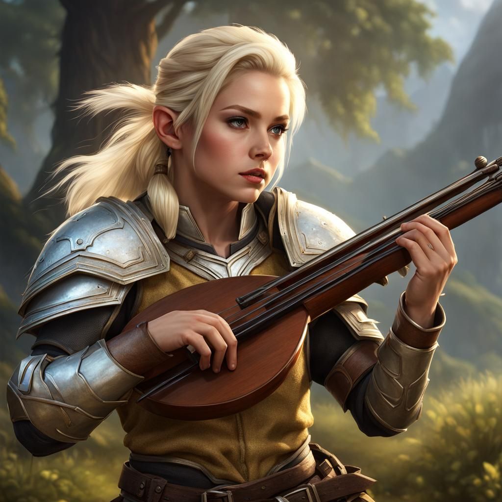 Halfling Bard in Light Armor: Hyperrealistic Portrait