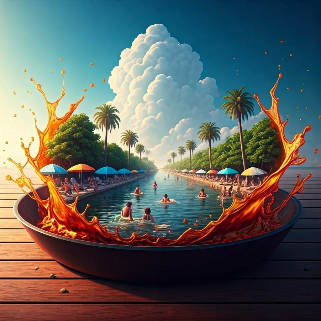 Surrealist Summer Oasis in a Sizzling Frying Pan