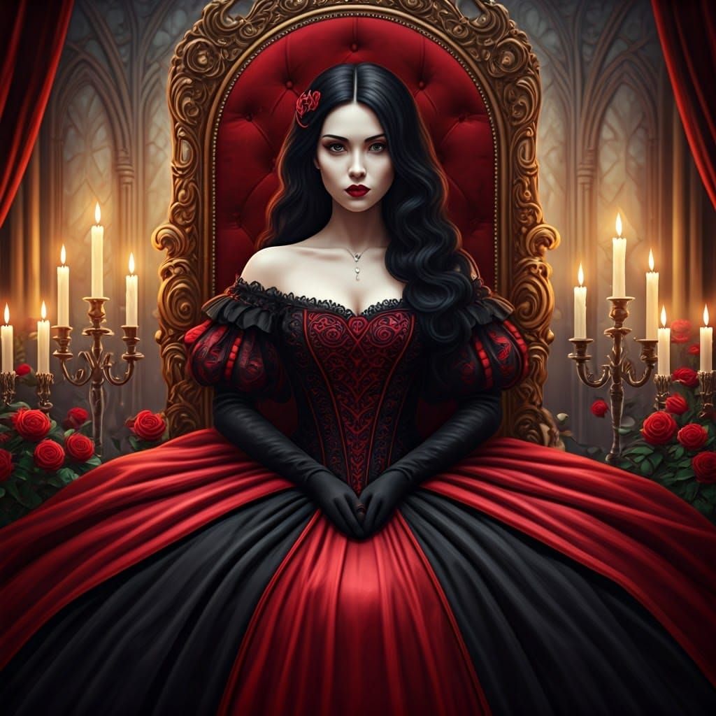 Queen of Hearts in Ornate Throne Room