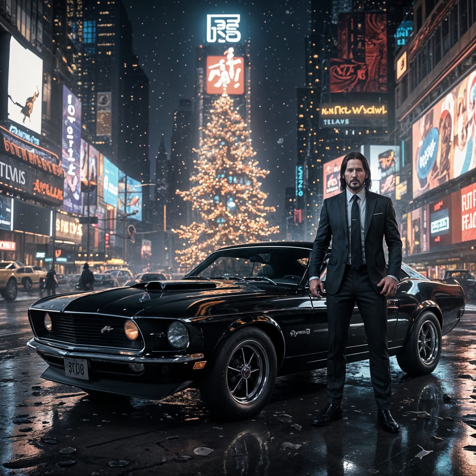 John Wick's Christmas Promise in Times Square