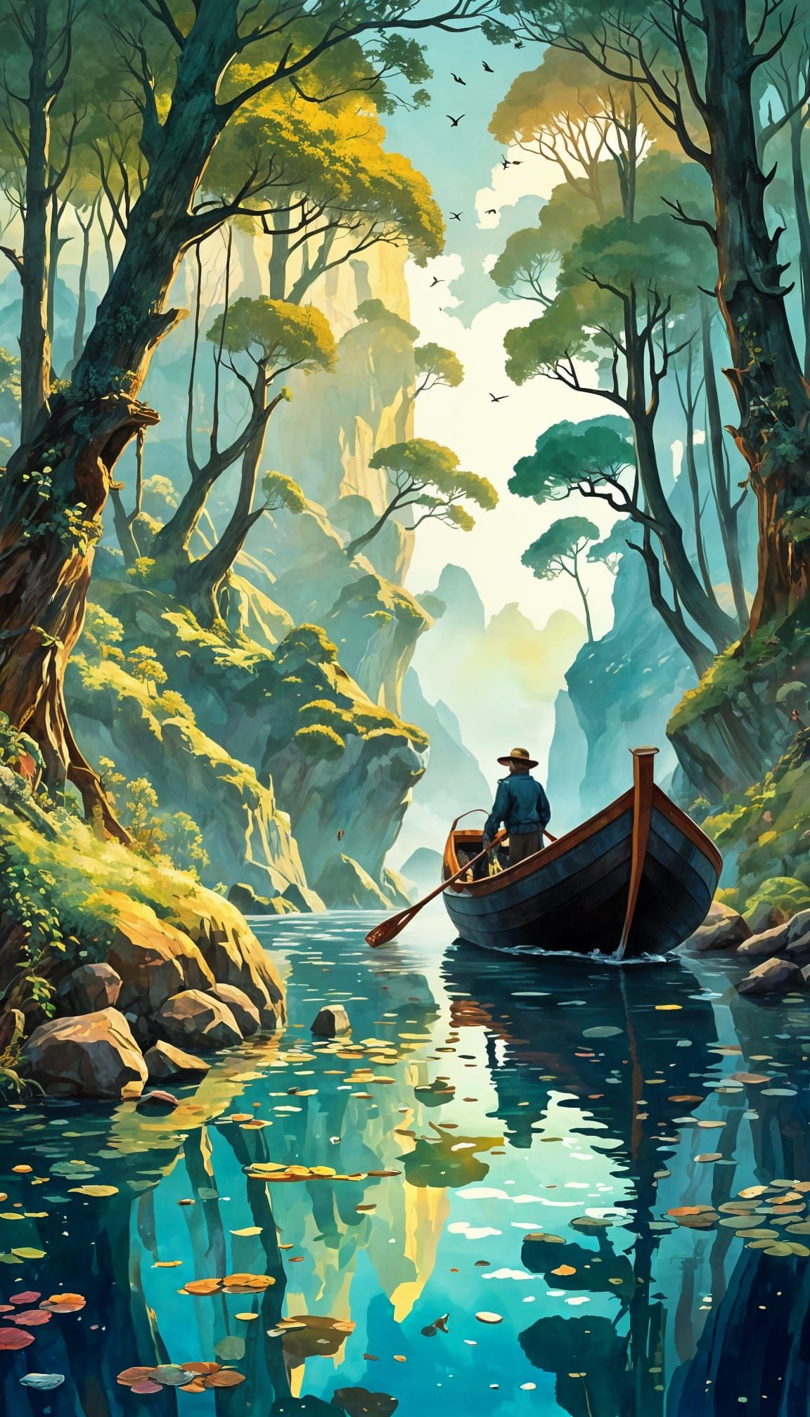 Whimsical Sci-Fi Fantasy Landscape Illustration