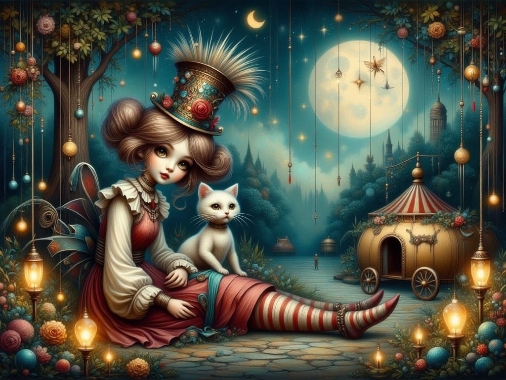 Whimsical Dreamgirl in a Vintage Circus Setting