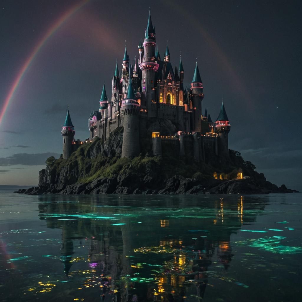 Bioluminescent Rainbow Castle Undersea Marvel