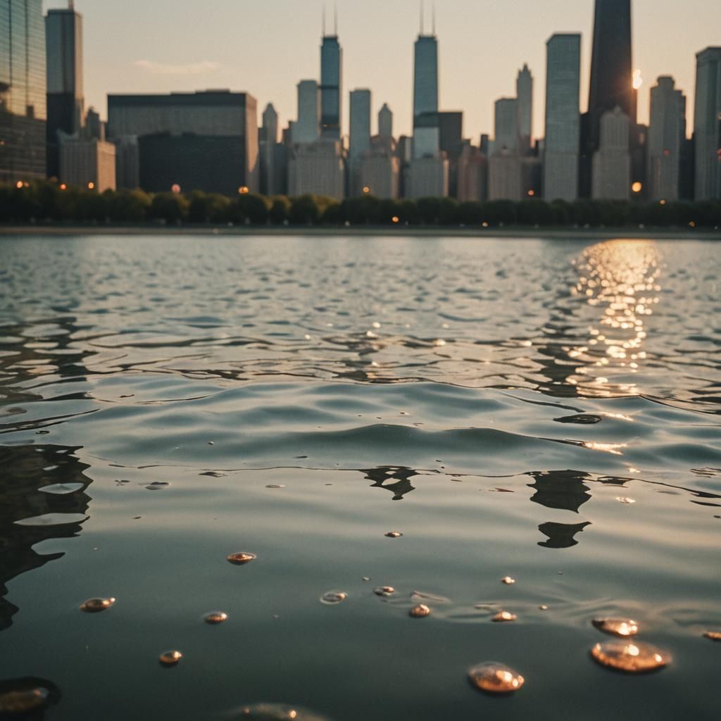 Chicago Skyline Reflection at Golden Hour