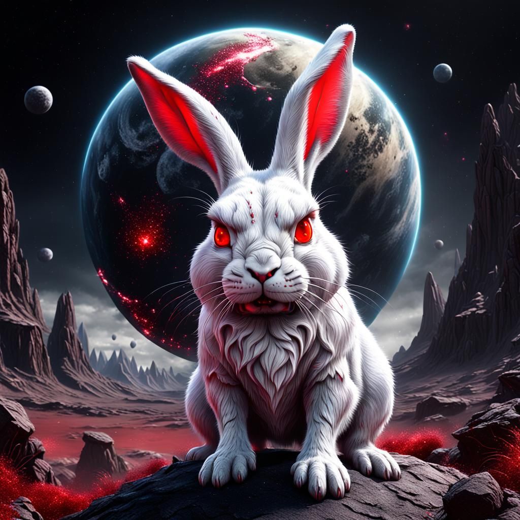 Angry White Rabbit on Dark Planet
