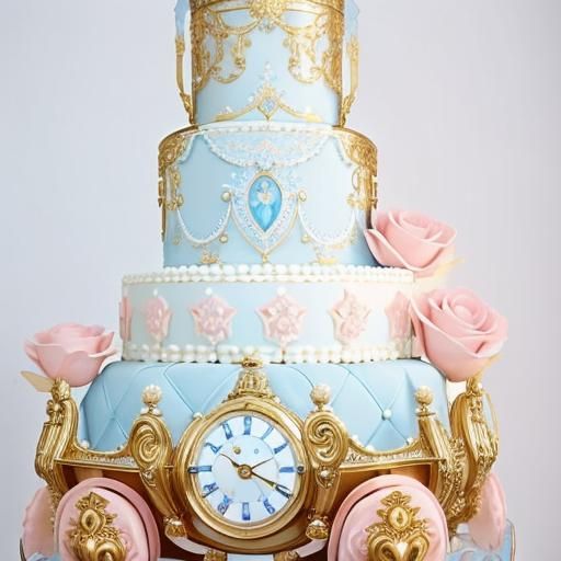 Cinderella Cake with Carriage and Clock
