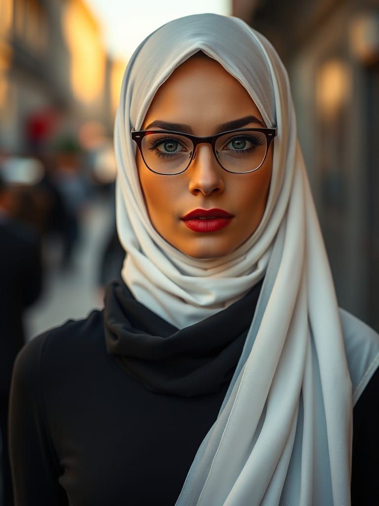 Serenely Attired Woman in Frankfurt