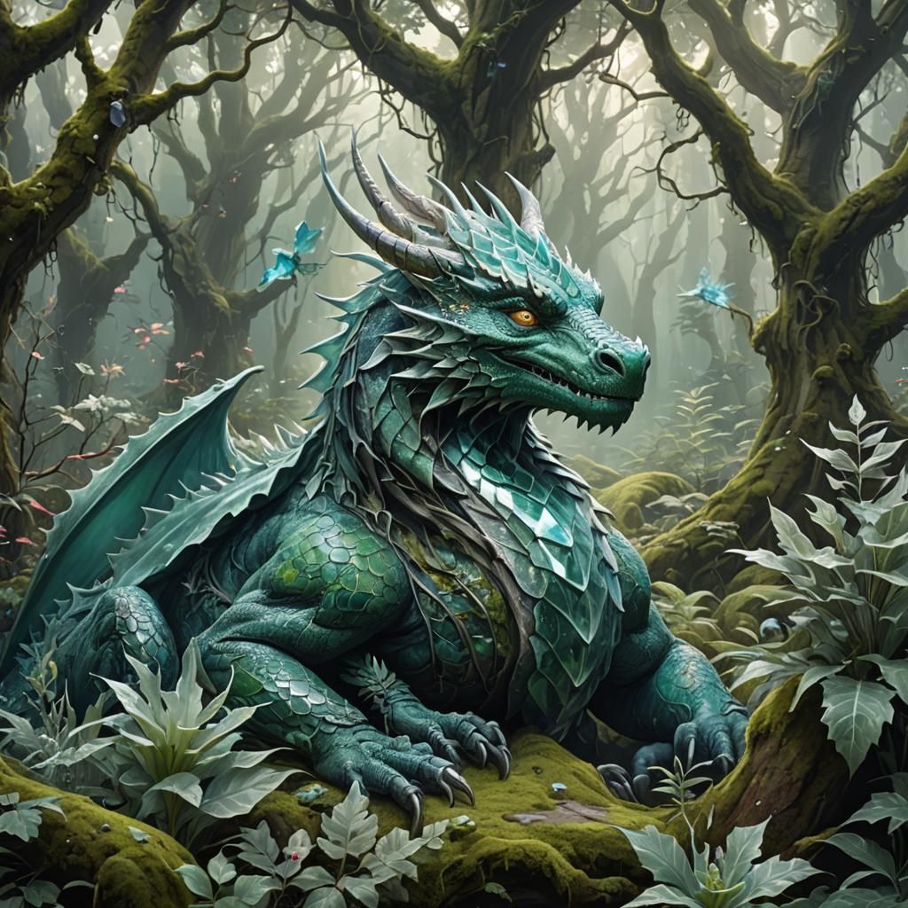 Dragon's Slumber in Crystalline Forest