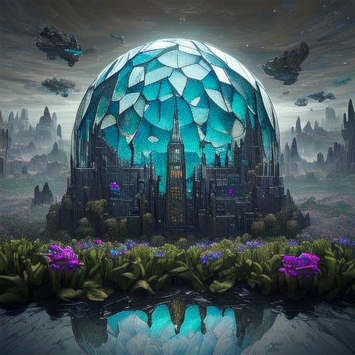 Gothic Art Deco Biochemical Entity in Martian Greenhouse