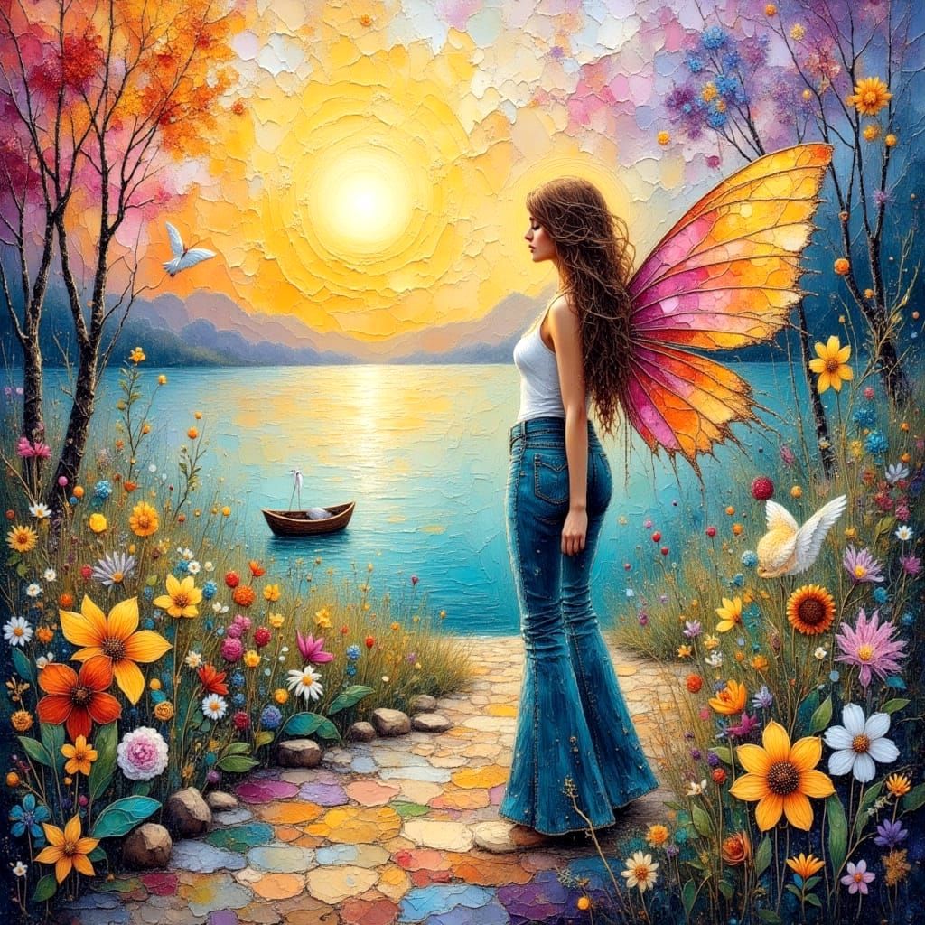 Modern Fairy in Valley of Painted Whispers as Impasto