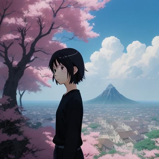 Pink and Black Duo: A Ghibli-esque Anime Visual