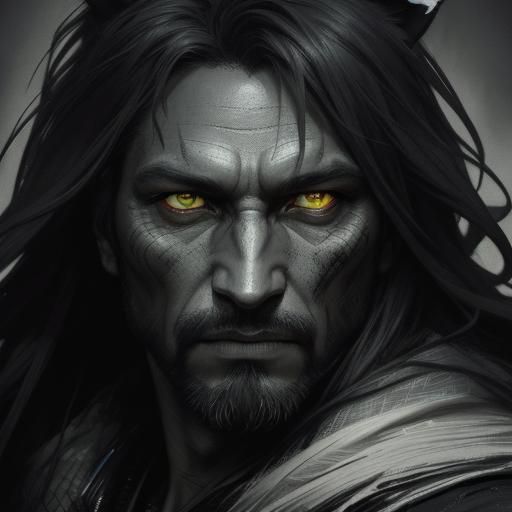 Dark Fantasy Wolf: Charcoal Drawing with Spider Eye