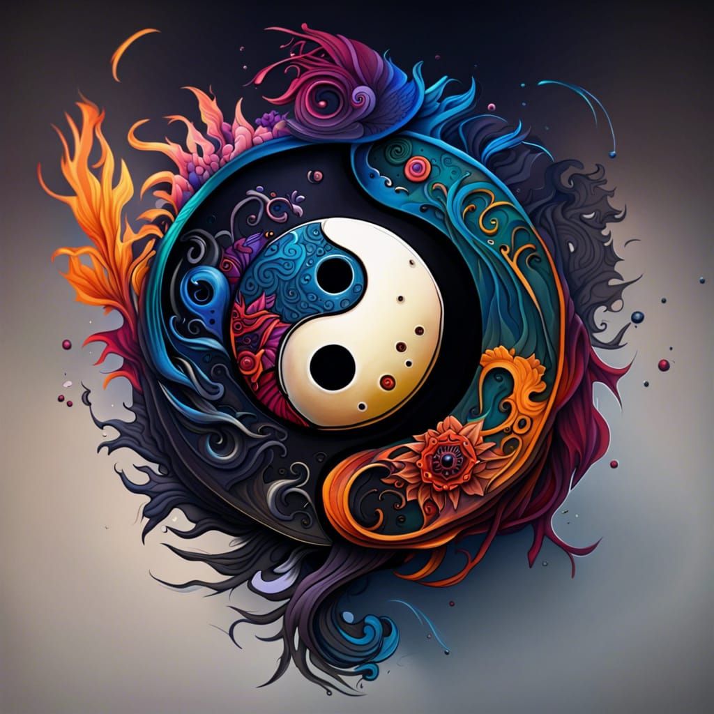 Colorful Abstract Yin Yang Tattoo Concept