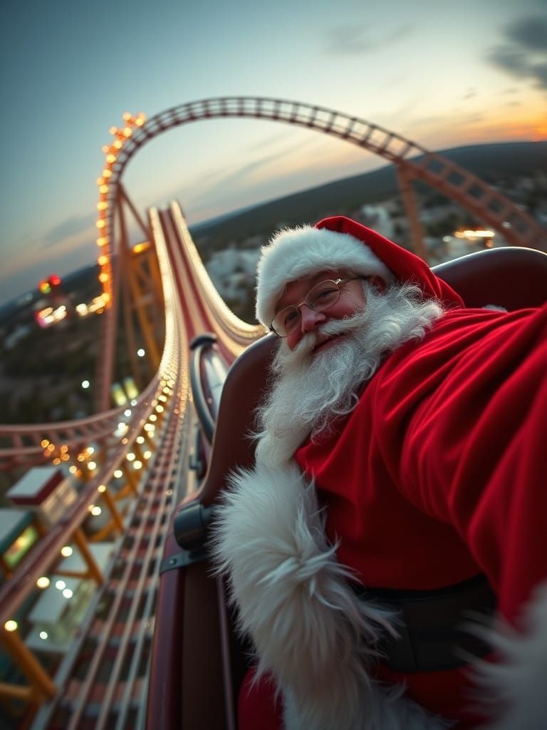 Santa's Thrilling Sleigh Coaster Ride in High-Speed Action