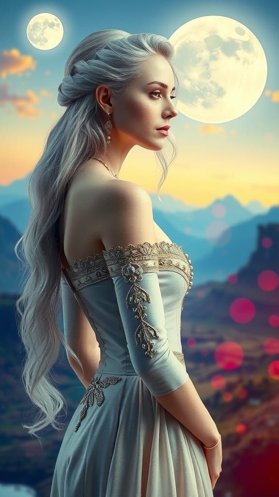 Stunning Aasimar Goddess Amidst Celestial Alien Landscape