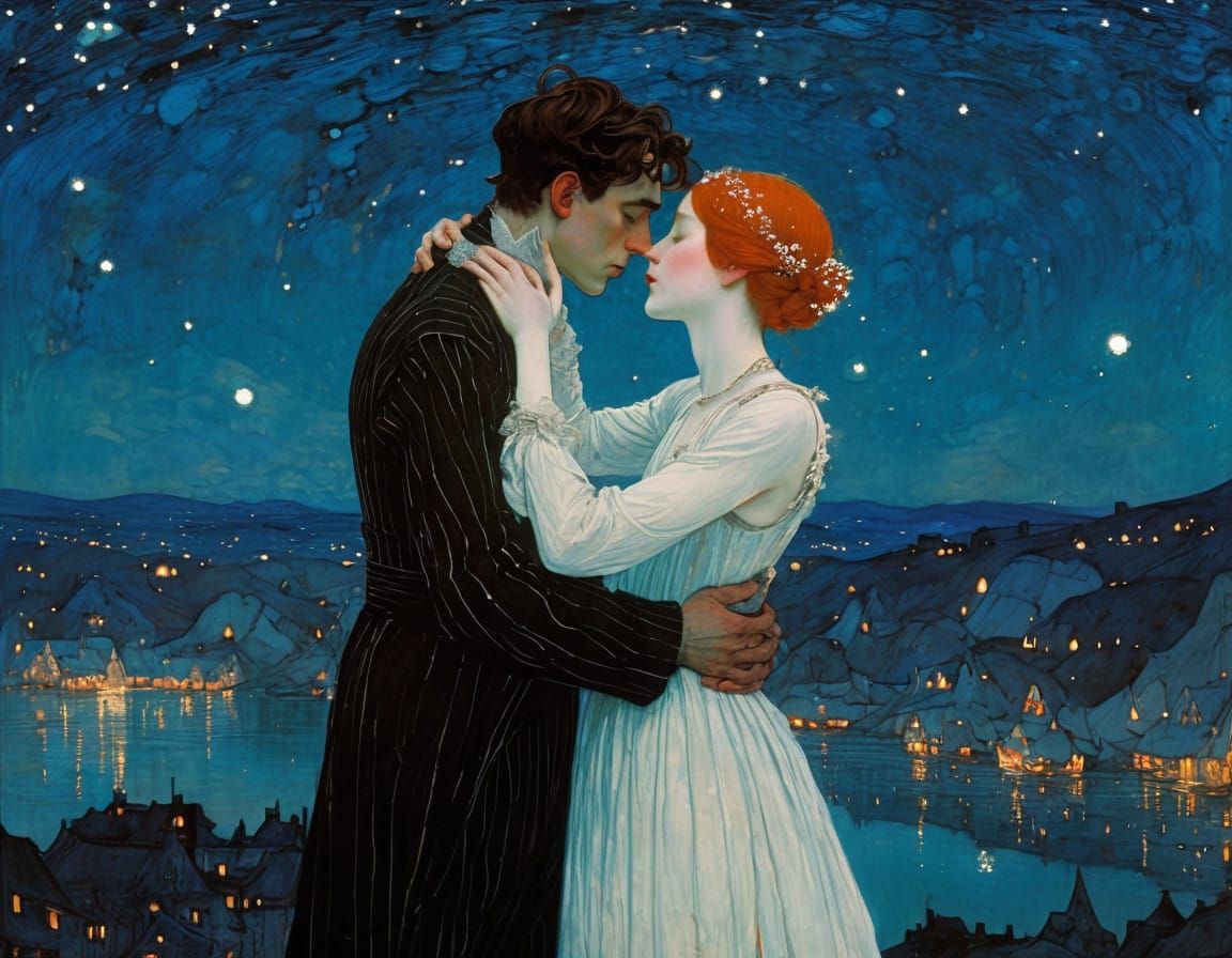 Enchanted Midnight Kiss in a Whimsical World